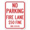 Signmission Missouri No Parking Fire Lane $50 Fine Heavy-Gauge Alum Rust Proof Parking, 18" x 24", A-1824-23874 A-1824-23874 - alternate 1